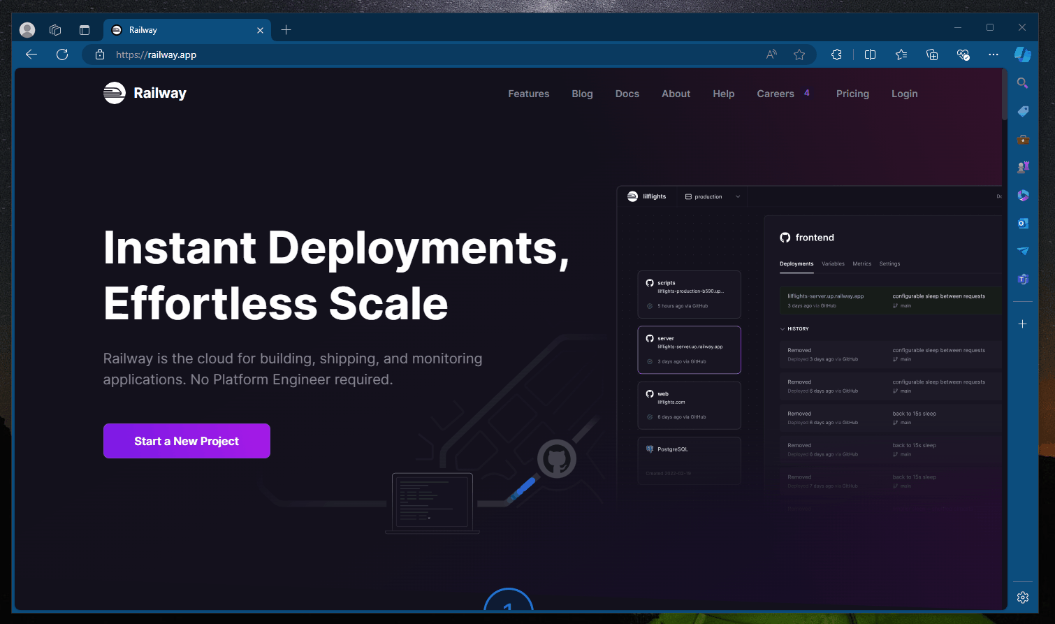 hosting nodeJs on railway